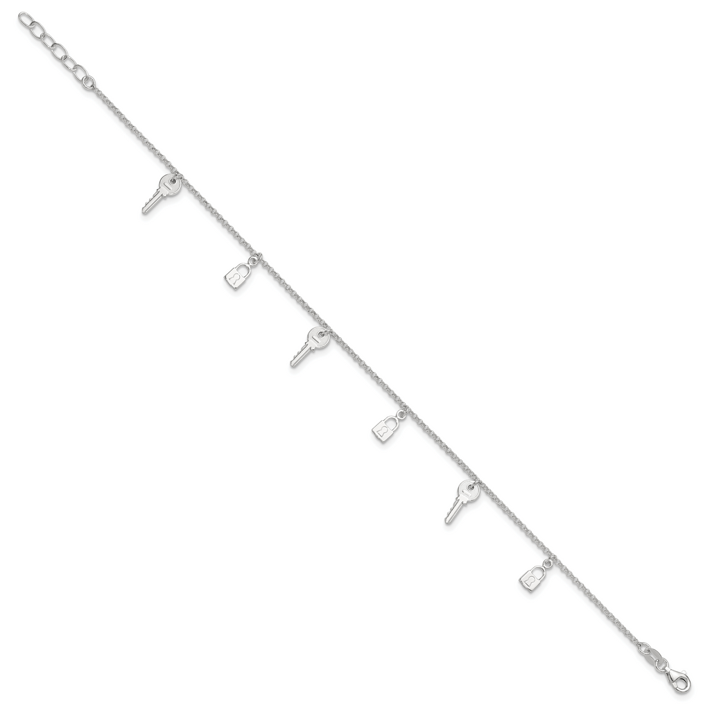 Sterling Silver Lock and Key Plus Extender - Total Anklet