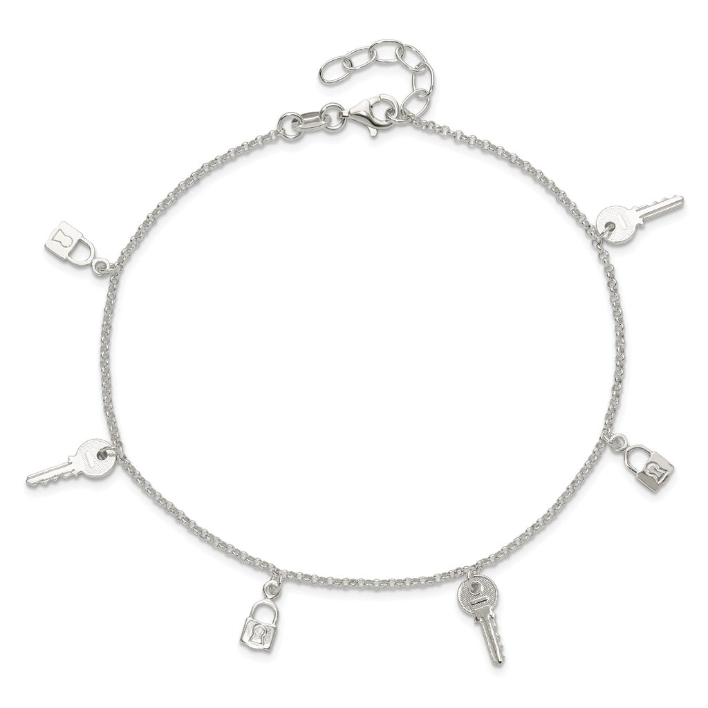 Sterling Silver Lock and Key Plus Extender - Total Anklet