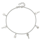 Sterling Silver Lock and Key Plus Extender - Total Anklet