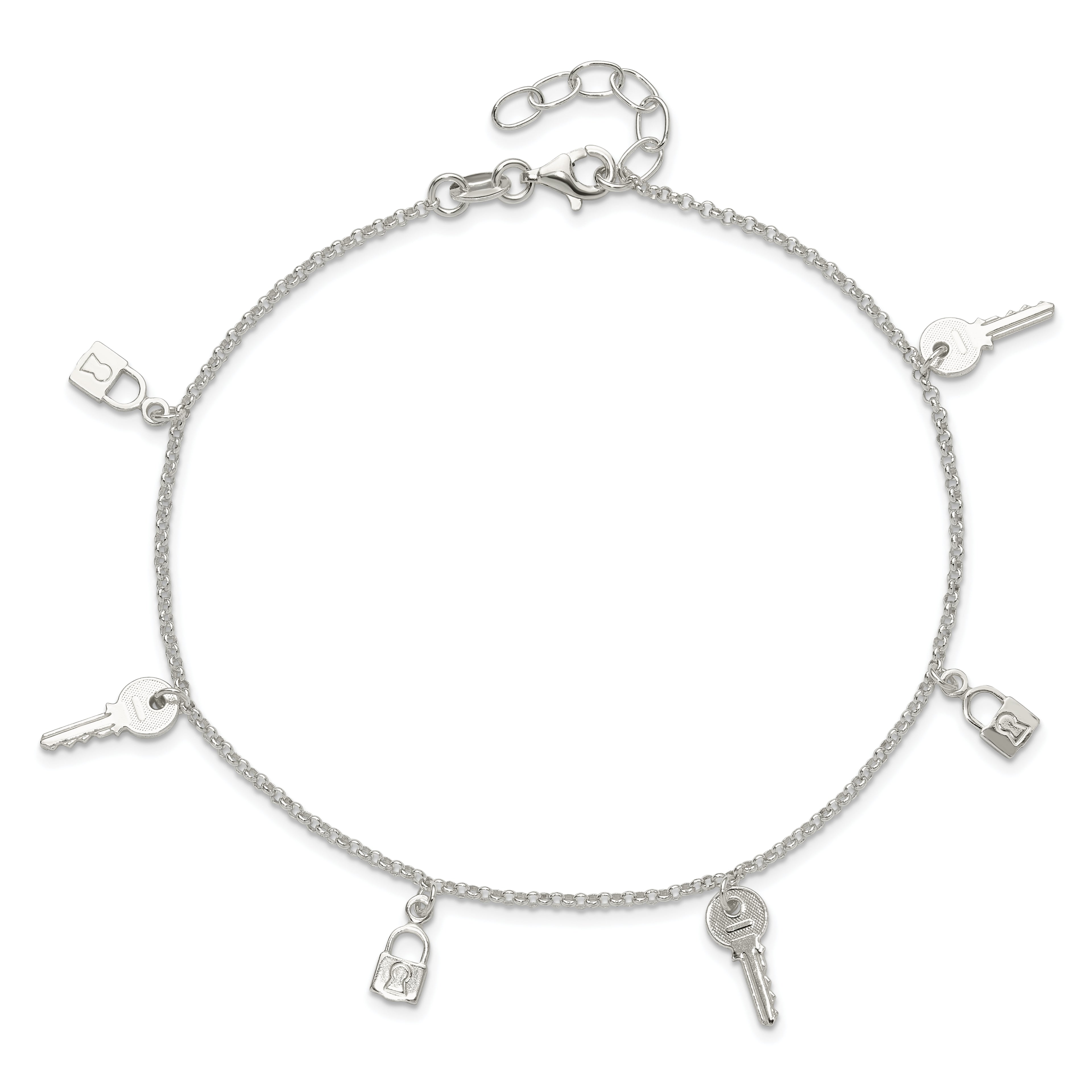 Sterling Silver Lock and Key Plus Extender - Total Anklet