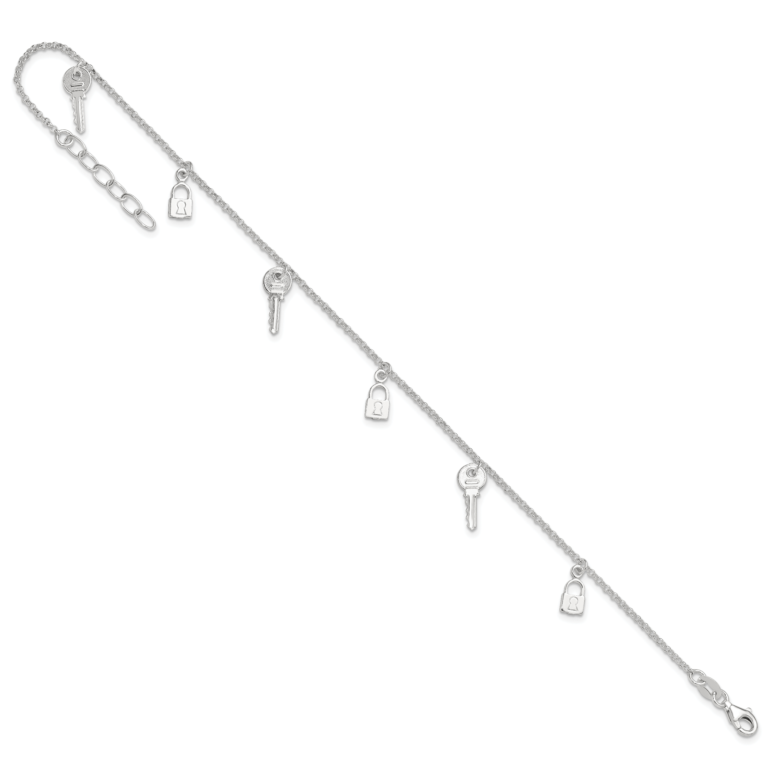 Sterling Silver Lock and Key Plus Extender - Total Anklet