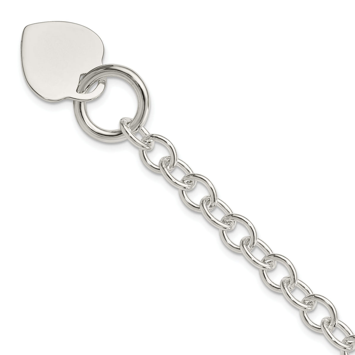 Heart Disc Toggle Bracelet in Sterling Silver, Engravable, 7.8 Inch - Sophia Jewelers Main image