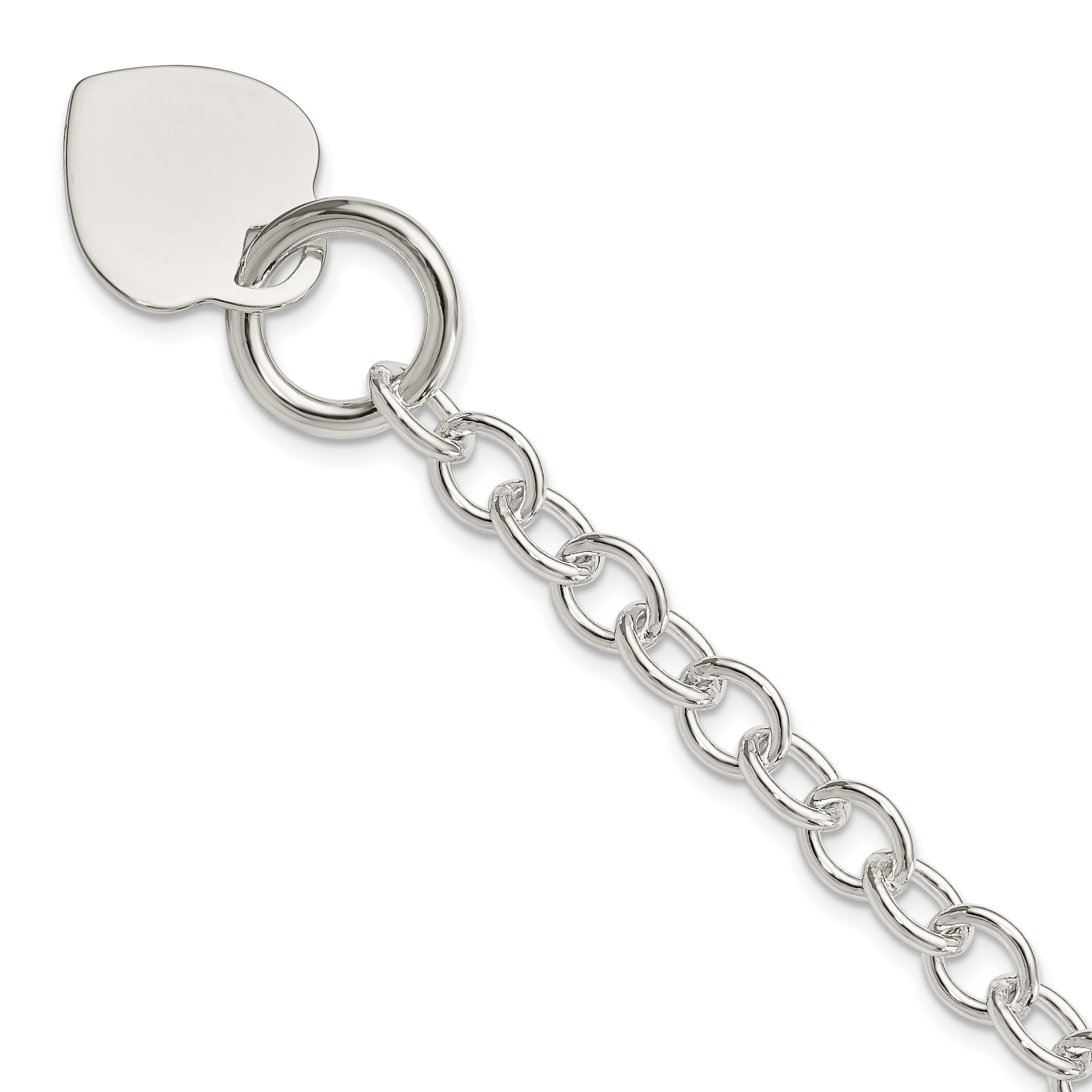 Sterling Silver Engraveable Heart Disc Toggle Bracelet Main image