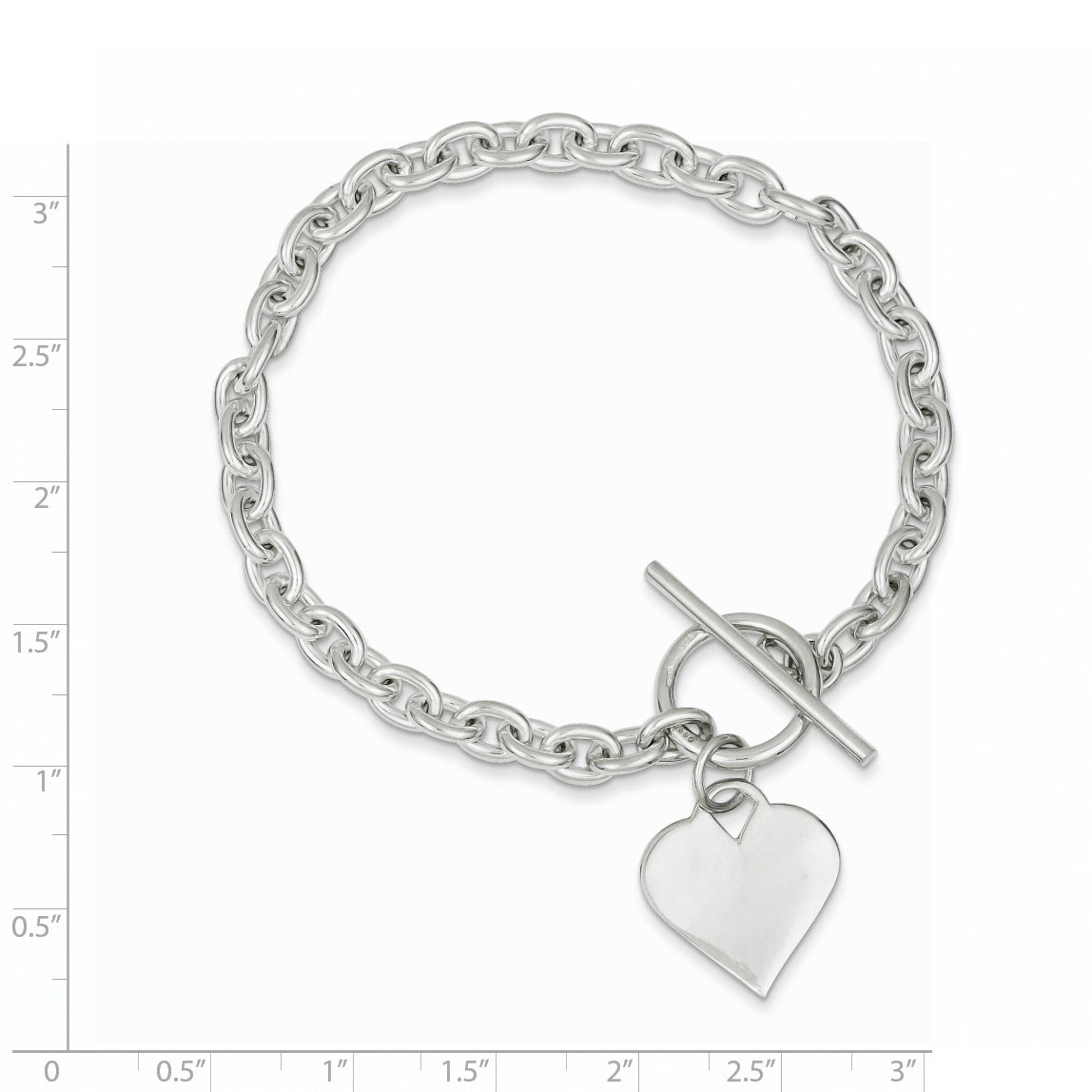 Sterling Silver Engraveable Heart Toggle Bracelet Secondary image