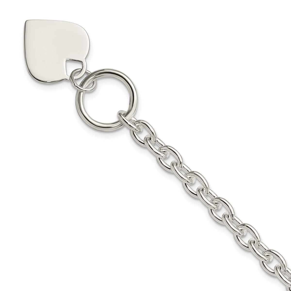 Heart Toggle Bracelet in Sterling Silver, 18mm Engravable, 8 Inch - Sophia Jewelers Main image