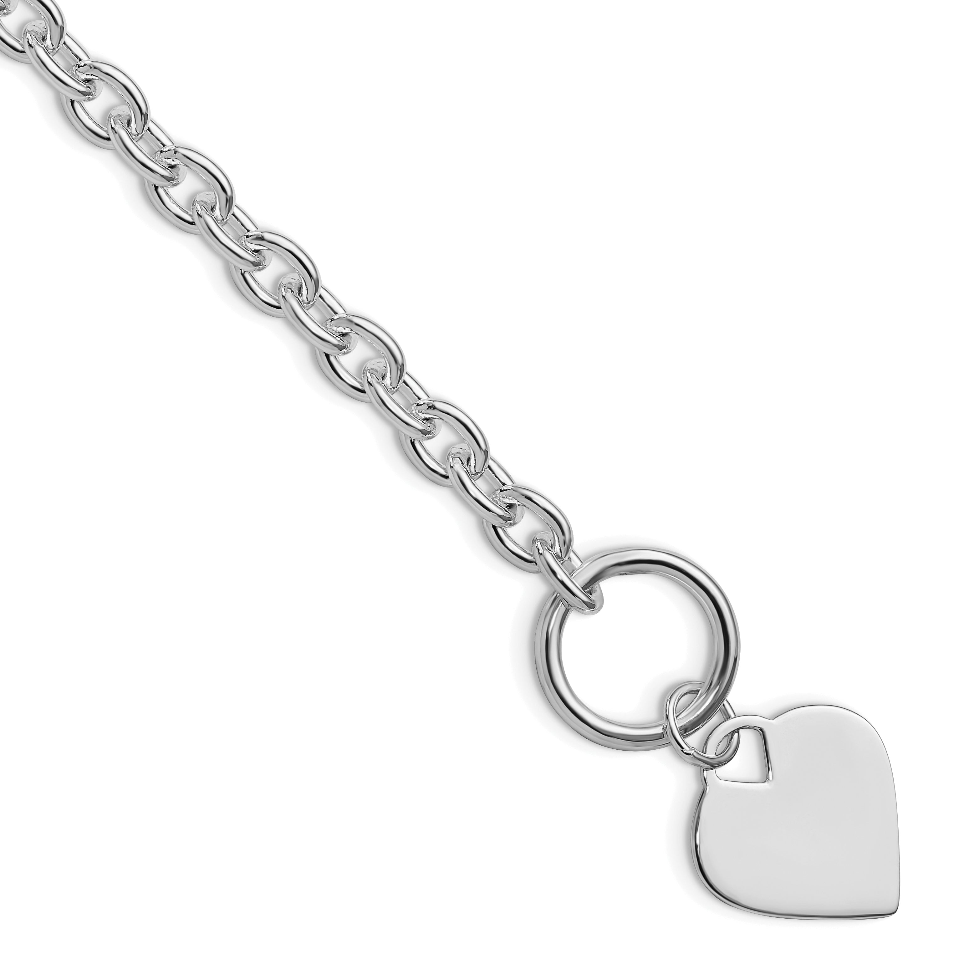 Sterling Silver Rhodium-plated Heart Toggle Bracelet Main image