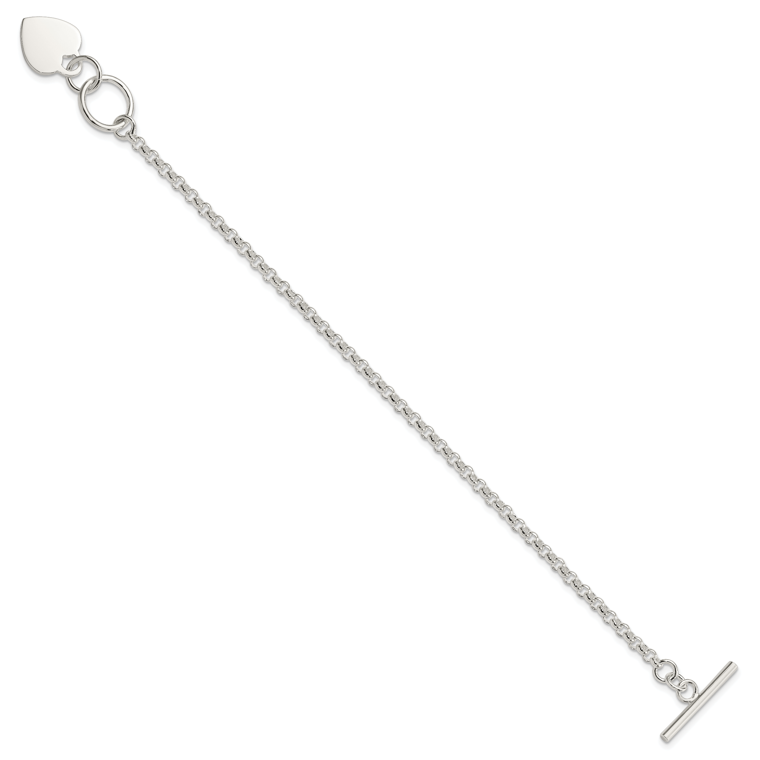 Sterling Silver Fancy Engraveable Heart Bracelet Secondary image