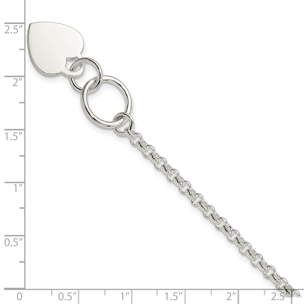 Sterling Silver Fancy Engraveable Heart Bracelet