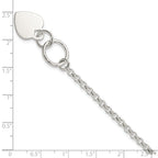 Sterling Silver Fancy Engraveable Heart Bracelet
