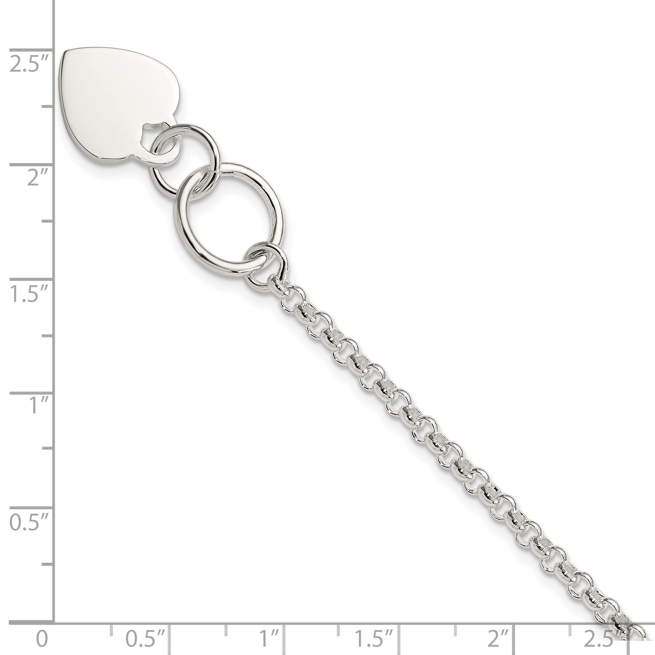 Sterling Silver Fancy Engraveable Heart Bracelet