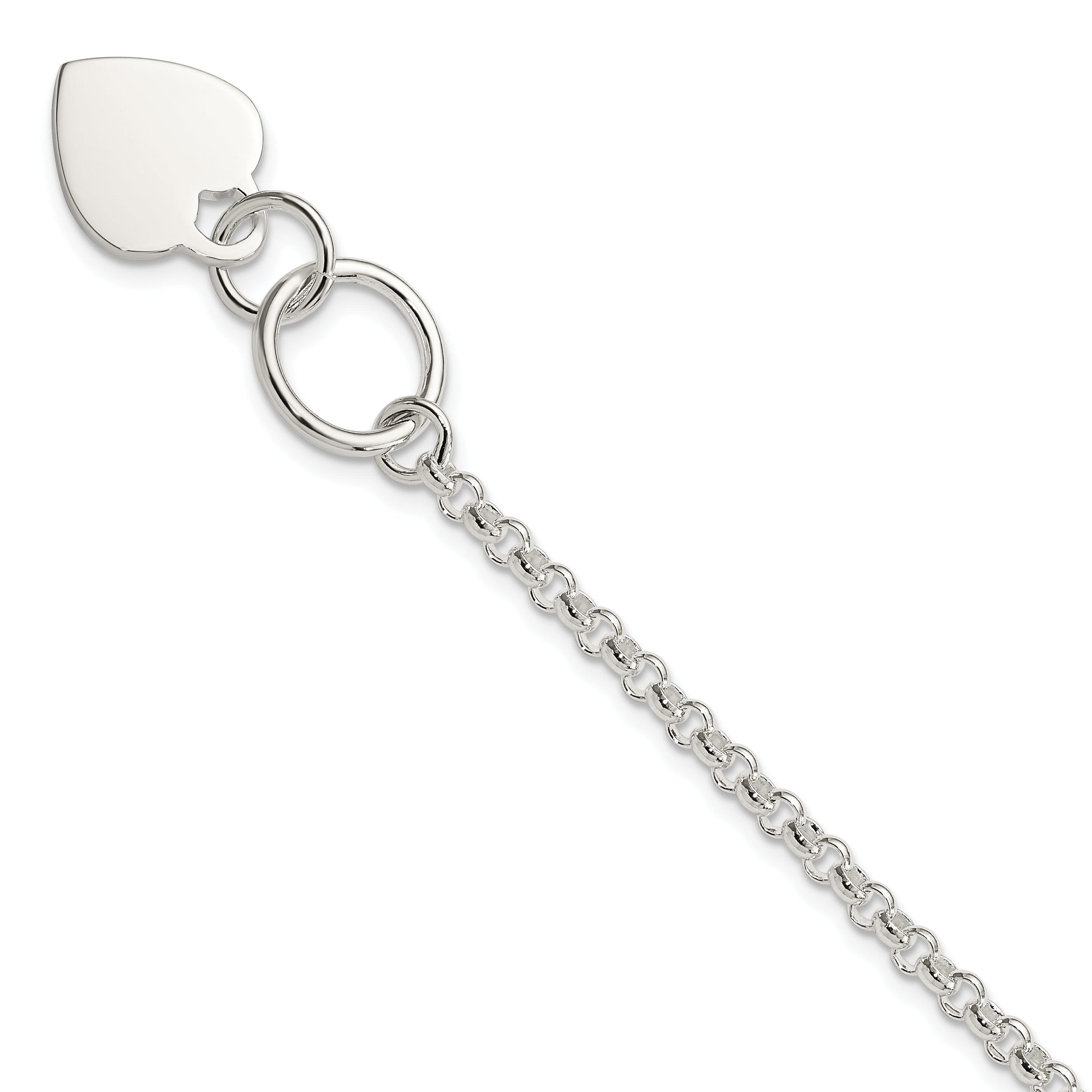 Sterling Silver Fancy Engraveable Heart Bracelet Main image