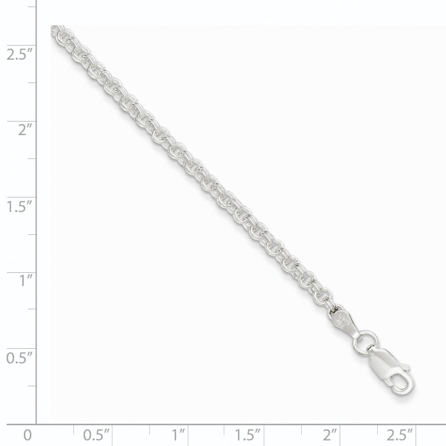 Sterling Silver 3mm Double Link Charm Bracelet