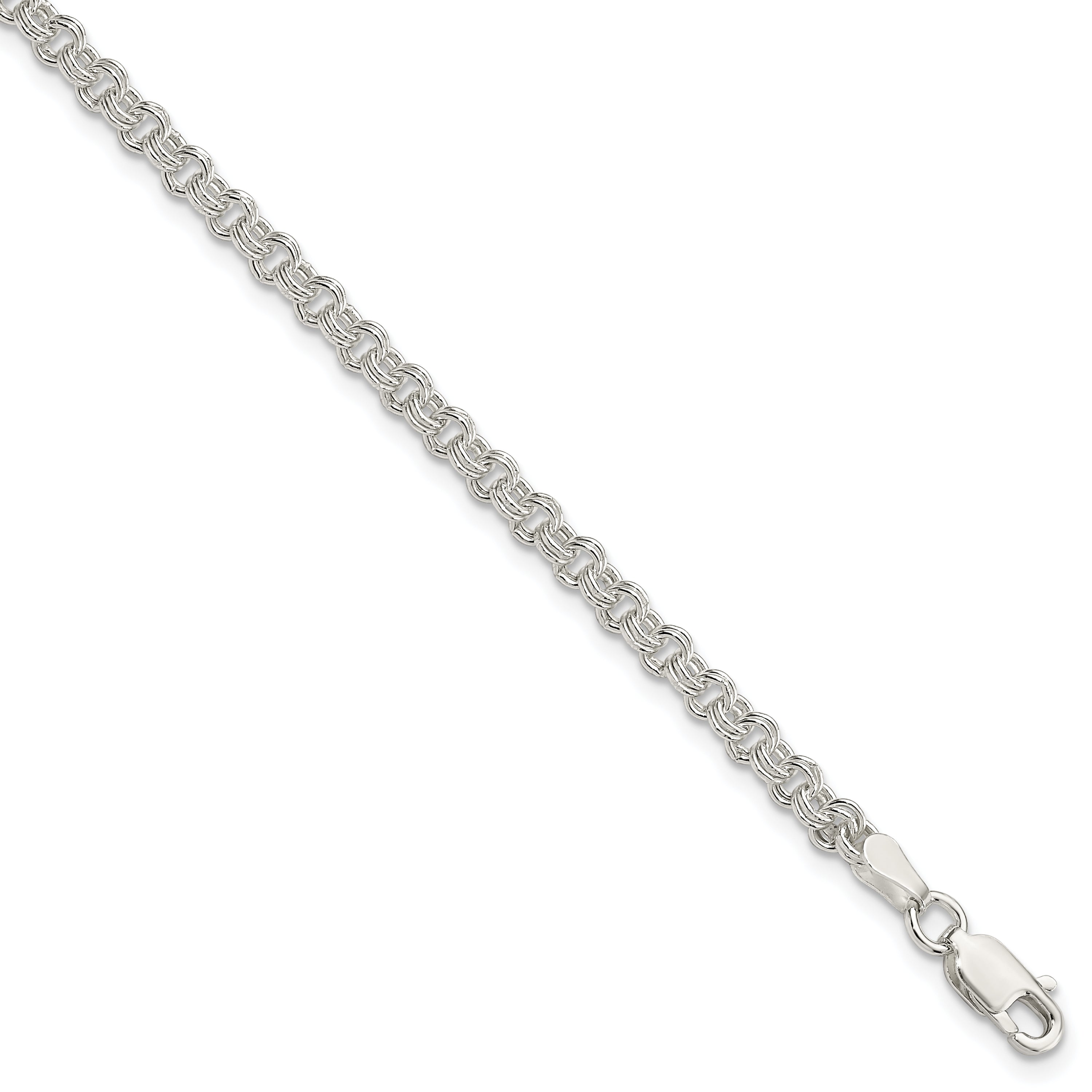 Sterling Silver 3mm Double Link Charm Bracelet Main image