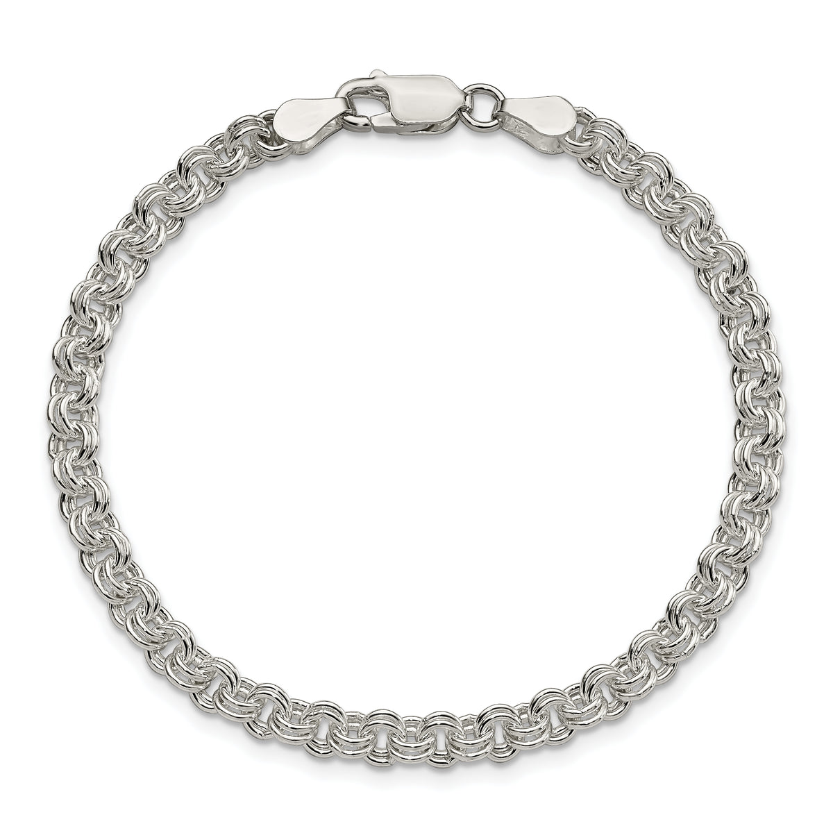 Sterling Silver 4mm Solid Double Rolo Link 7 inch Charm Bracelet