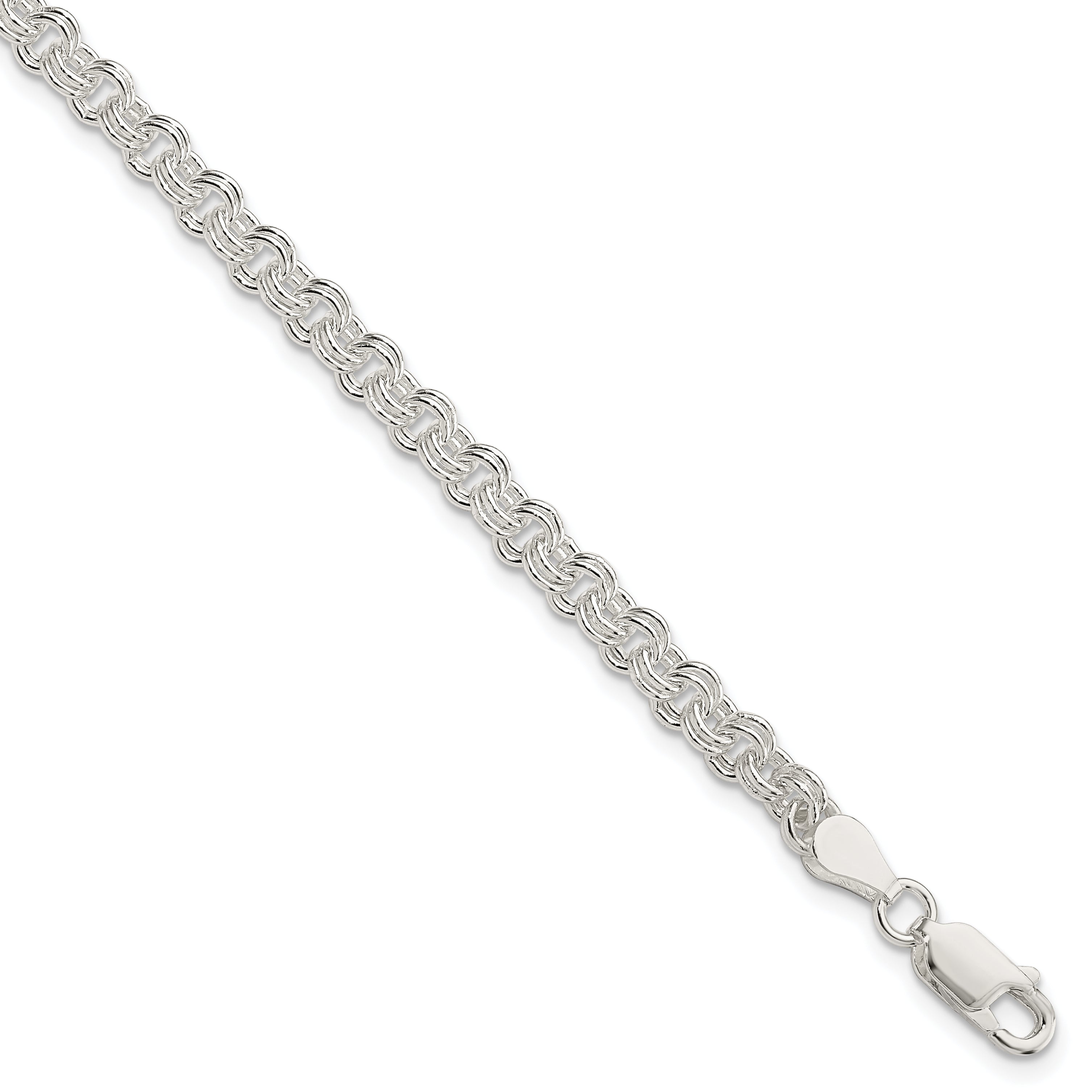 Sterling Silver 4mm Double Link Charm Bracelet Main image