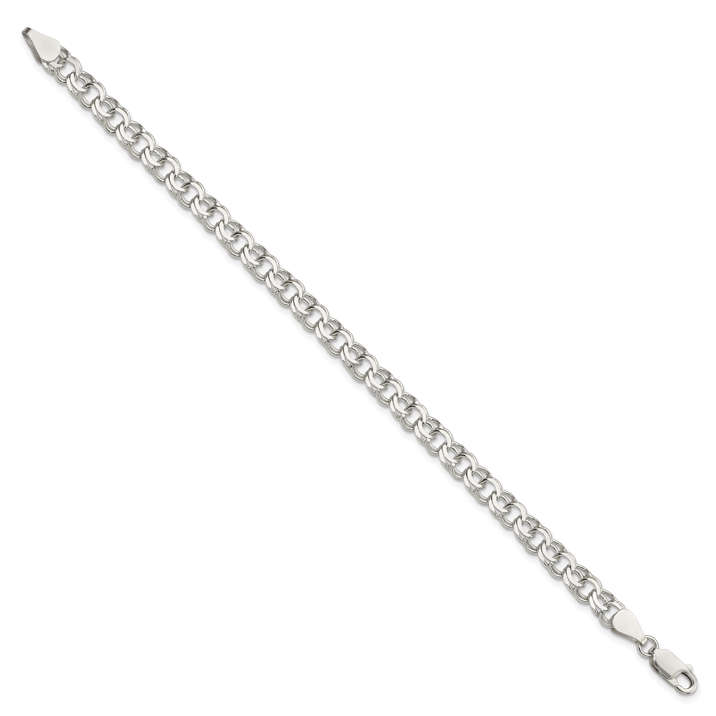 Sterling Silver 6mm Double Link Charm Bracelet