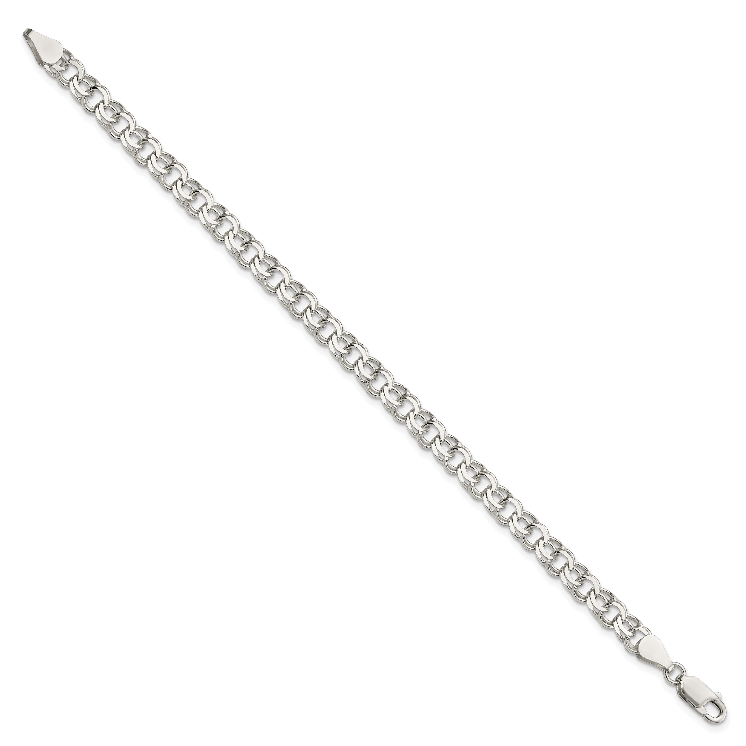 Double Link Charm Bracelet in Sterling Silver, 6mm Secondary image