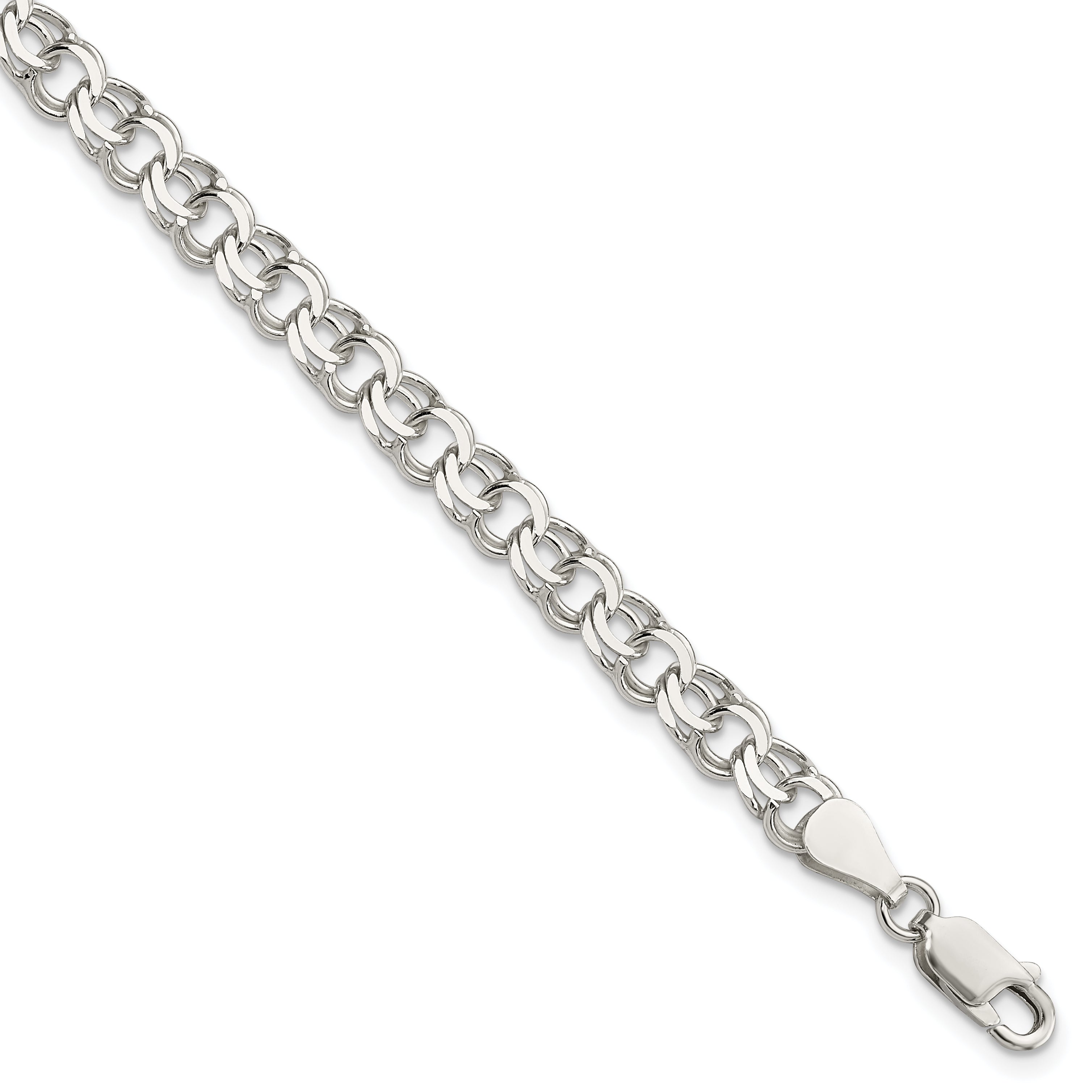 Sterling Silver 6mm Double Link Charm Bracelet Main image