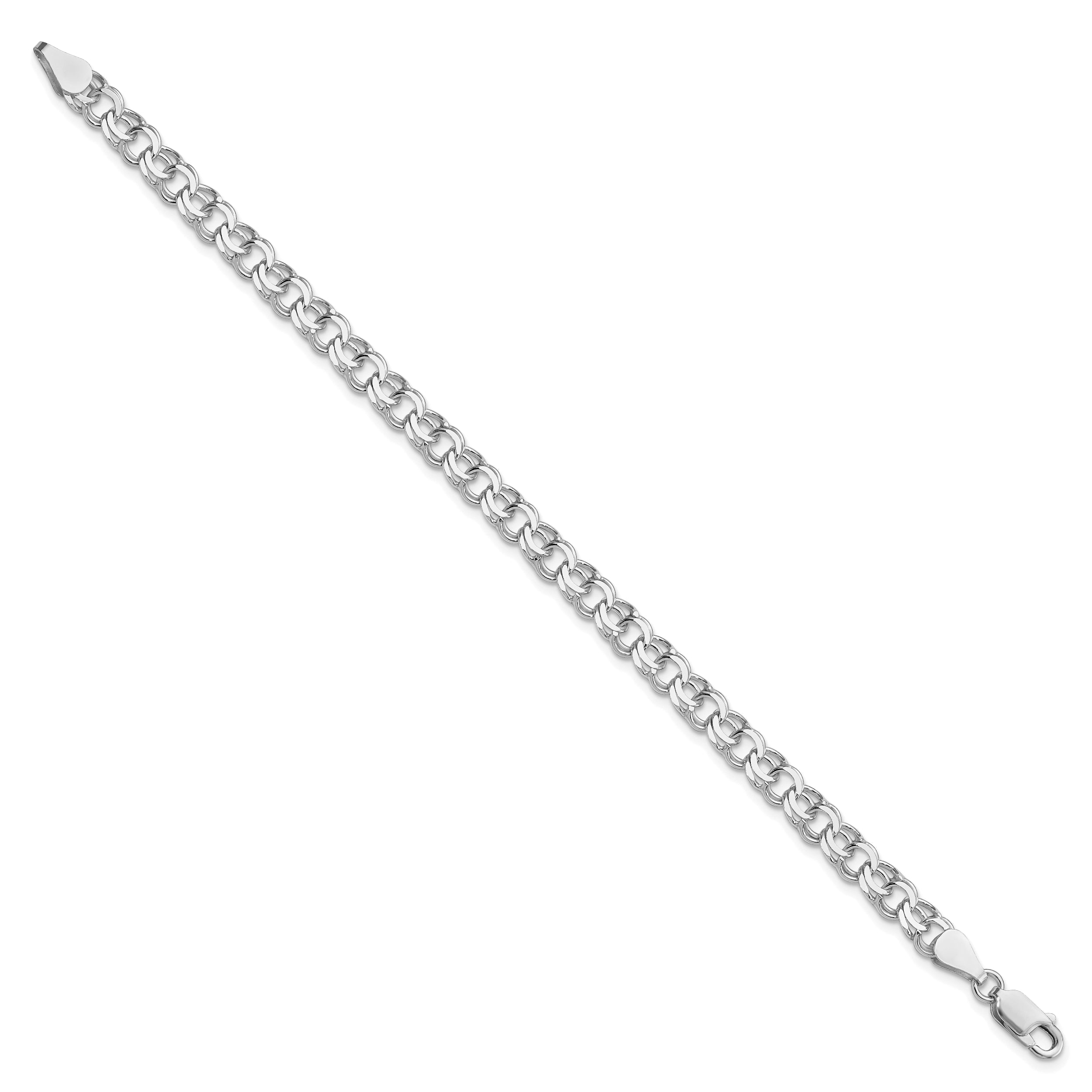 Sterling Silver Rhodium-plated 6mm Double Link Charm Bracelet