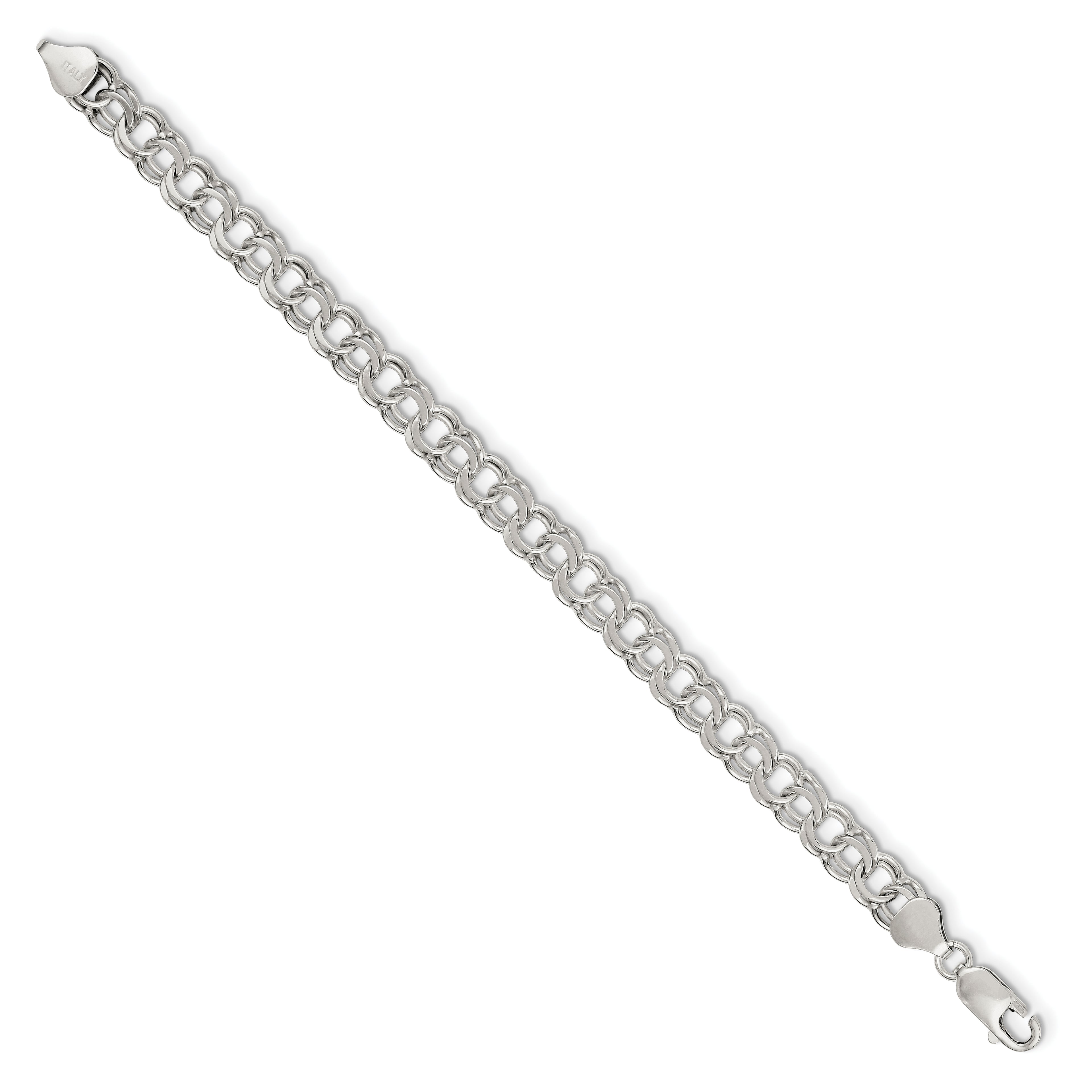 Sterling Silver 7.6mm Double Link Charm Bracelet