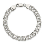Sterling Silver 7.6mm Solid Double Link 7 inch Charm Bracelet