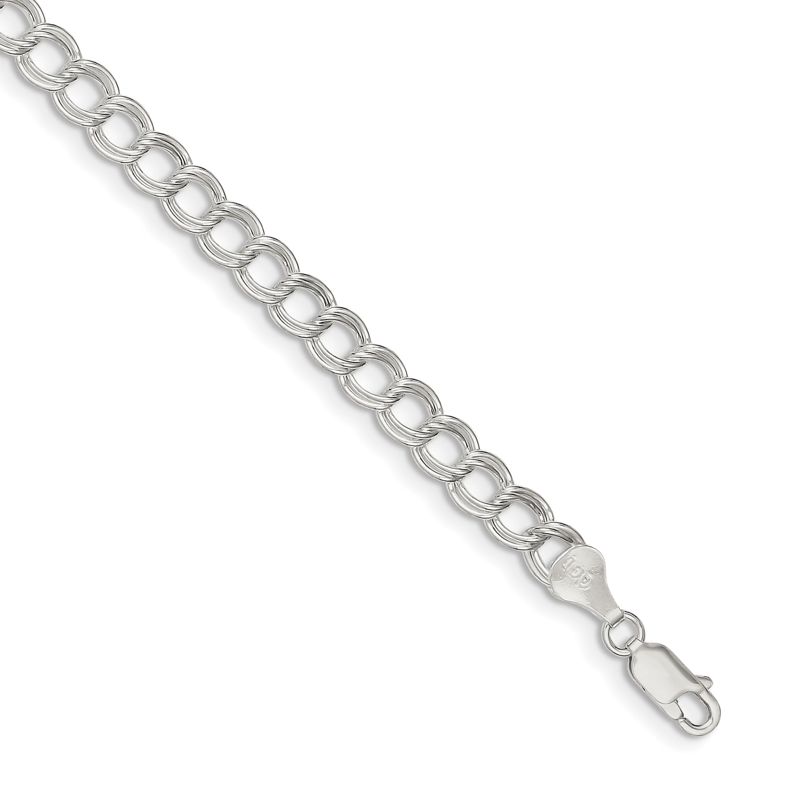 Sterling Silver 6mm Semi-Solid Double Link Charm Bracelet Secondary image