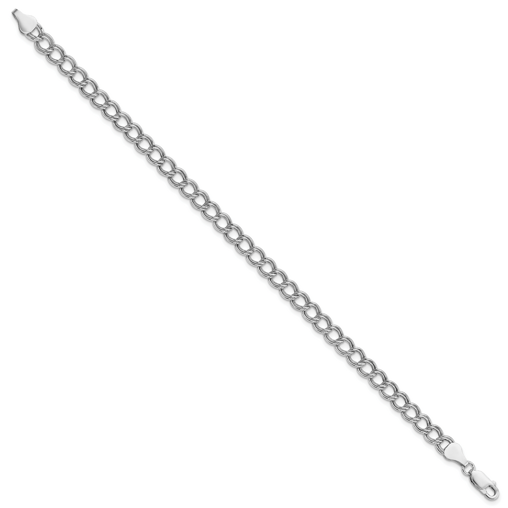 Amore La Vita Sterling Silver Rhodium-plated Polished 6mm 8 inch Double Link with Lobster Clasp Charm Bracelet