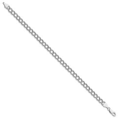 Amore La Vita Sterling Silver Rhodium-plated Polished 6mm 8 inch Double Link with Lobster Clasp Charm Bracelet