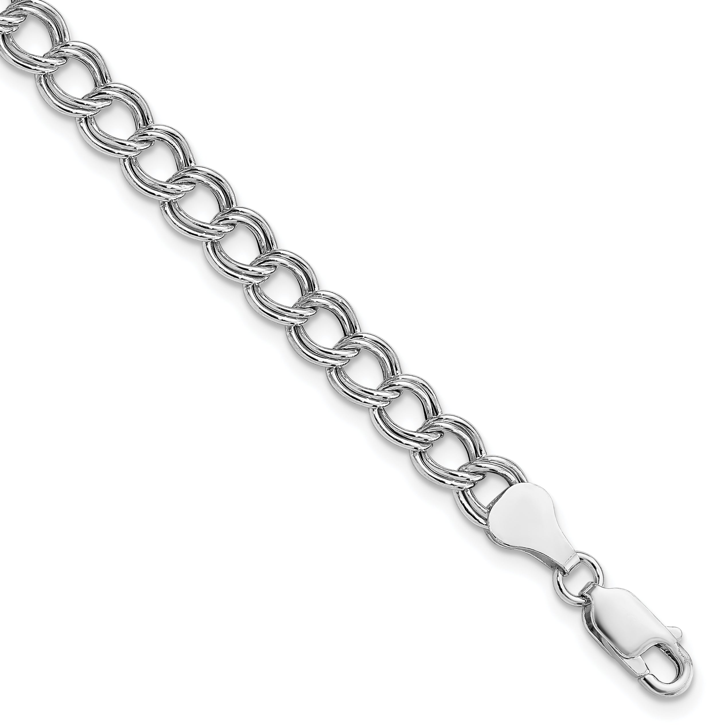 Amore La Vita Sterling Silver Rhodium-plated Polished 6mm 7 inch Double Link with Lobster Clasp Charm Bracelet Main image