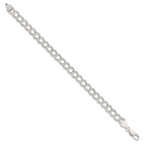 Sterling Silver 7.5mm Semi-Solid Double Link Charm Bracelet