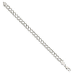 Sterling Silver 7.5mm Semi-Solid Double Link Charm Bracelet