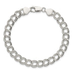 Sterling Silver 7.5mm Semi-Solid Double Link 8.5 inch Charm Bracelet