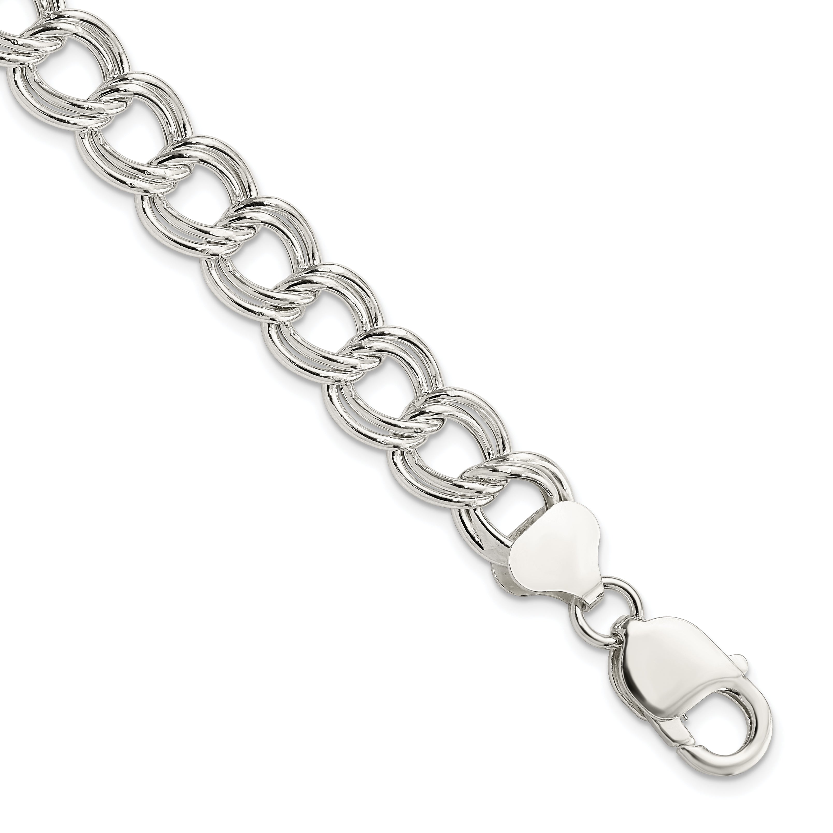 Sterling Silver 10.5mm Semi-Solid Double Link Charm Bracelet Secondary image
