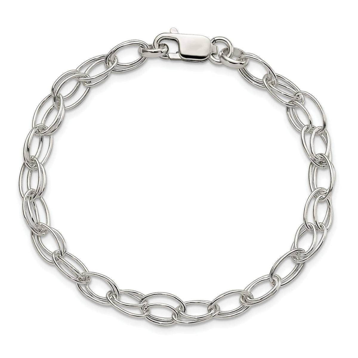 Double Oval Link Bracelet in Sterling Silver, 7mm, 7.5 Inch - Sophia Jewelers