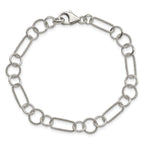 Twisted Circle Fancy Link Bracelet in Sterling Silver, 9mm, 7.5 Inch - Sophia Jewelers
