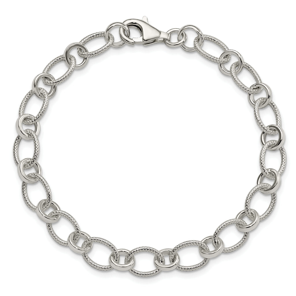 Link Bracelet in Sterling Silver, 7mm - Sophia Jewelers