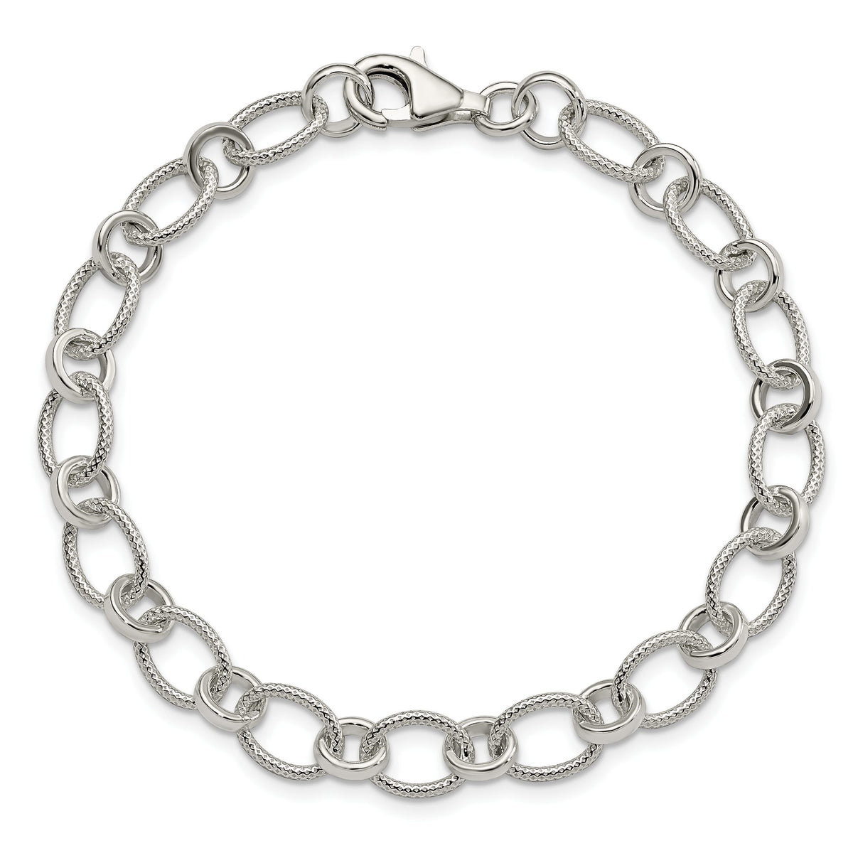Link Bracelet in Sterling Silver, 7mm - Sophia Jewelers