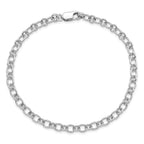 Amore La Vita Sterling Silver Rhodium-plated Polished 5.25mm Oval and Round Link with Lobster Clasp 10 inch Charm Anklet