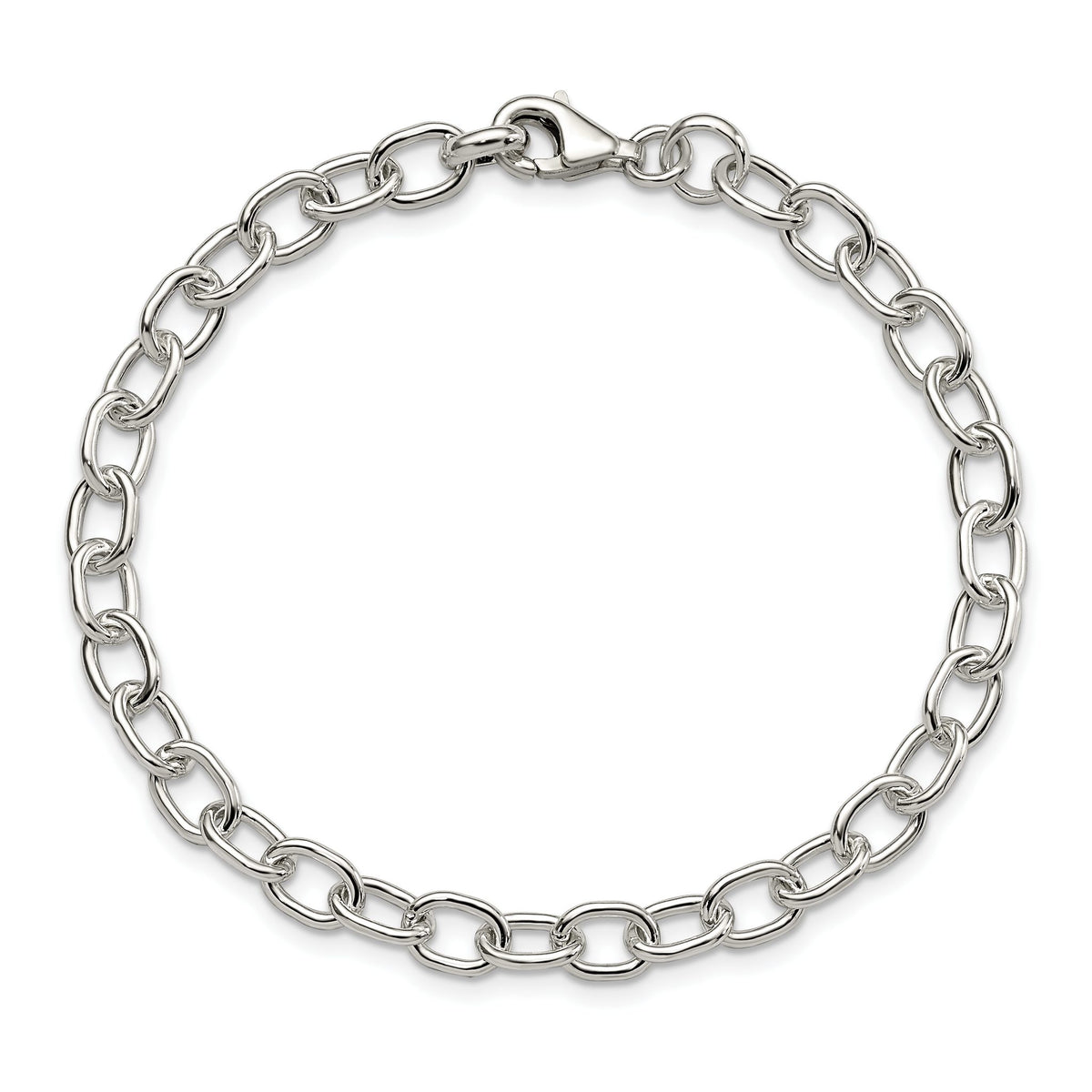 Sterling Silver 6mm Solid Cable Link 6.5 inch Bracelet