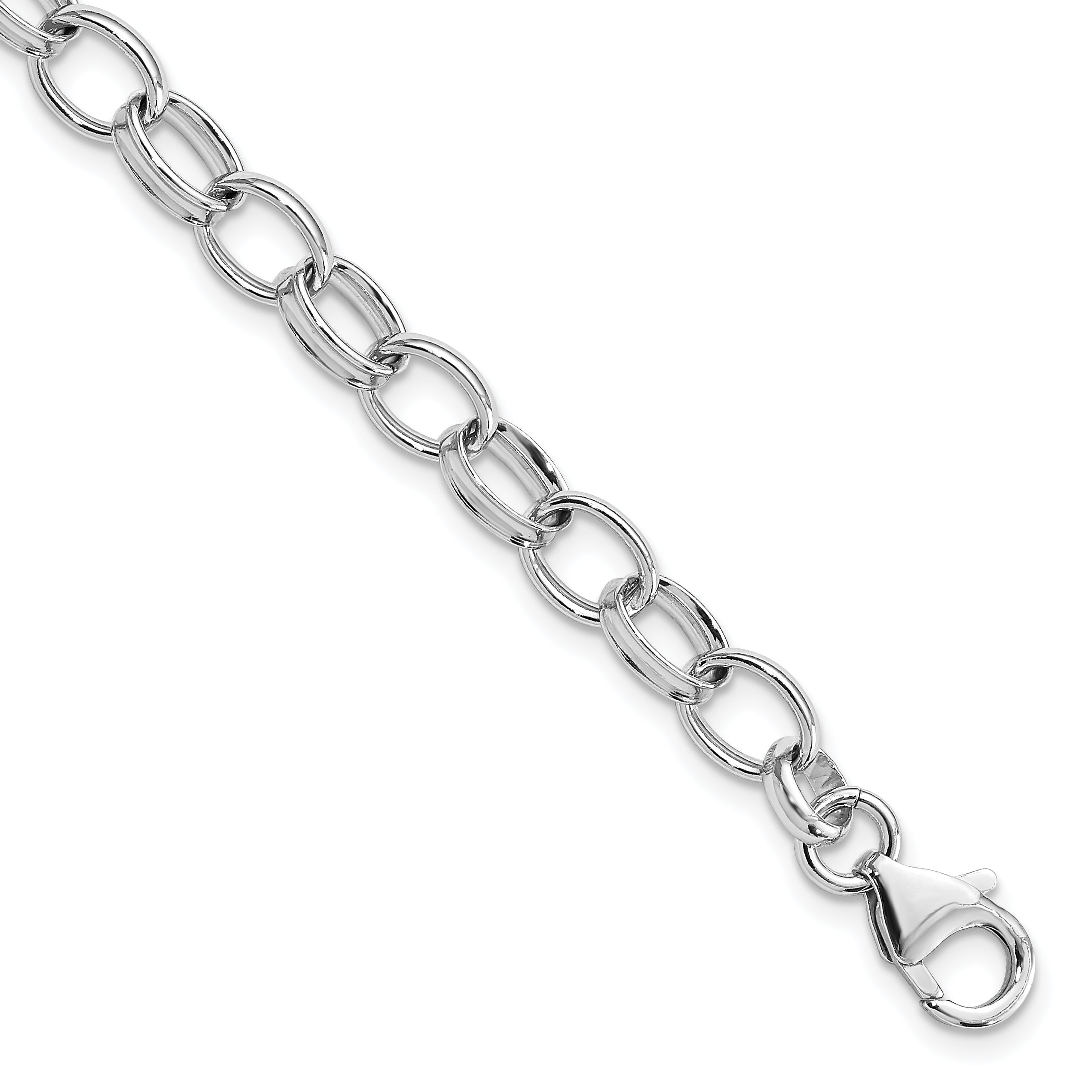 Amore La Vita Sterling Silver Rhodium-plated Polished 5mm 7.5 inch with Fancy Lobster Clasp Charm Bracelet Main image