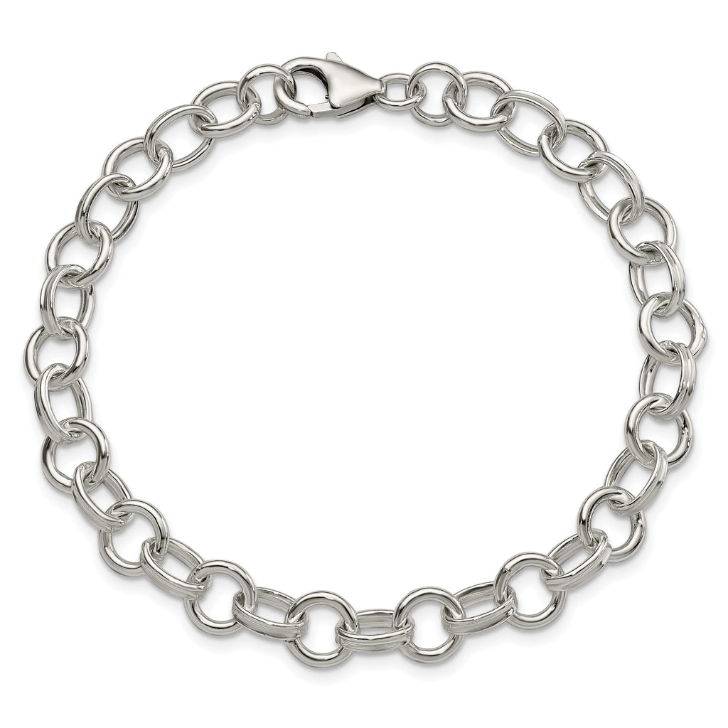 Fancy Rolo Link Bracelet in Sterling Silver, 6mm - Sophia Jewelers