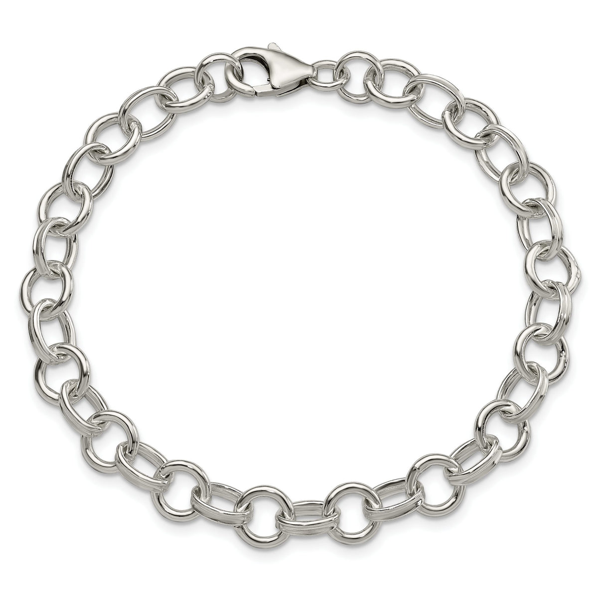 Fancy Rolo Link Bracelet in Sterling Silver, 6mm - Sophia Jewelers