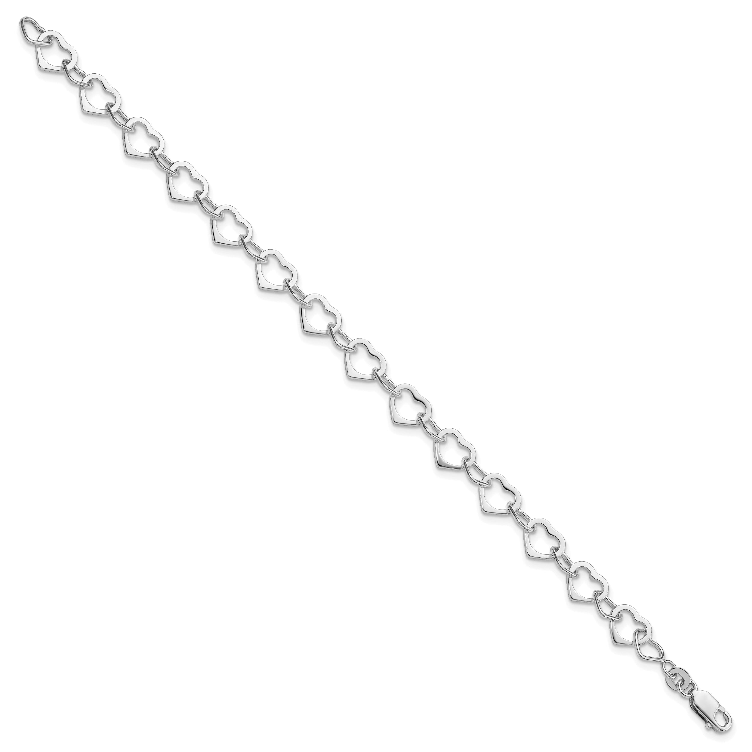 Sterling Silver Rhodium-plated Hearts Bracelet
