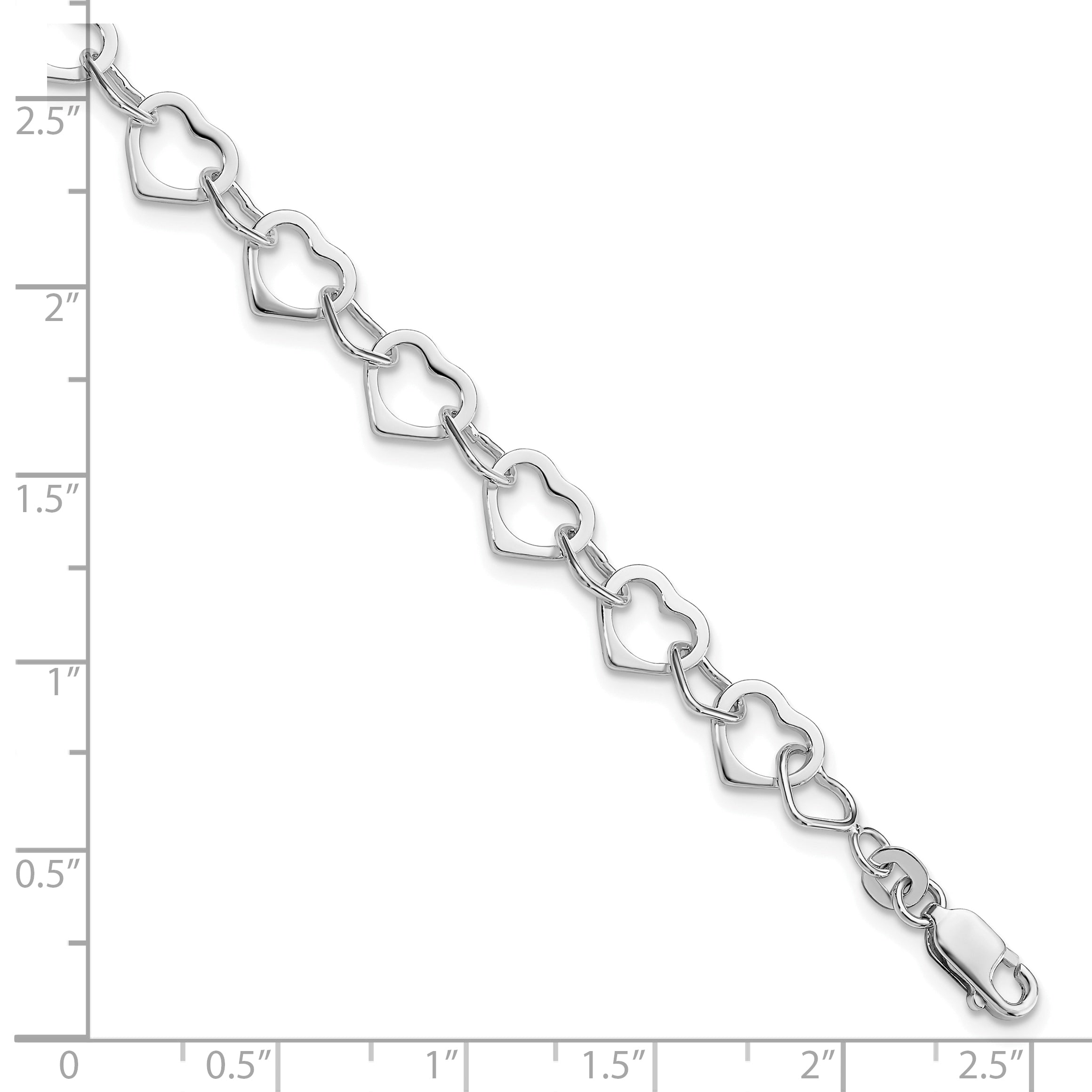 Sterling Silver Rhodium-plated Hearts Bracelet