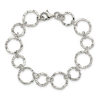 Hammered Fancy Link Bracelet in Sterling Silver, 14mm, 7.5 Inch - Sophia Jewelers
