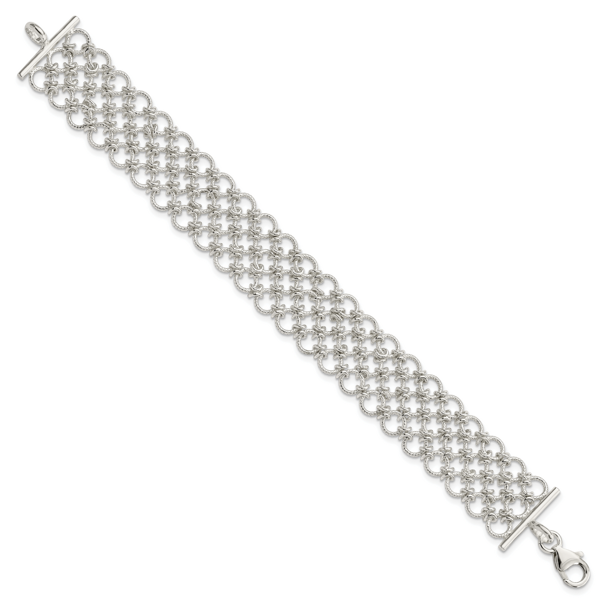 Sterling Silver Polished 19mm Solid Multi-Link 7.5 inch Bracelet