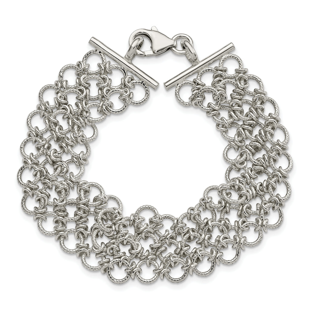 Sterling Silver Polished 19mm Solid Multi-Link 7.5 inch Bracelet