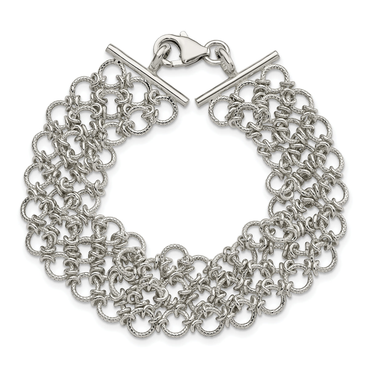 Sterling Silver Polished 19mm Solid Multi-Link 7.5 inch Bracelet
