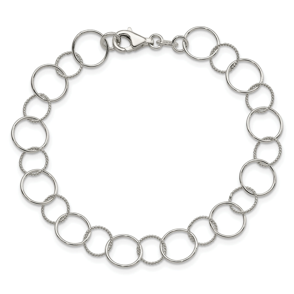 Sterling Silver Polished 11mm Fancy Circles 7.5 inch Bracelet