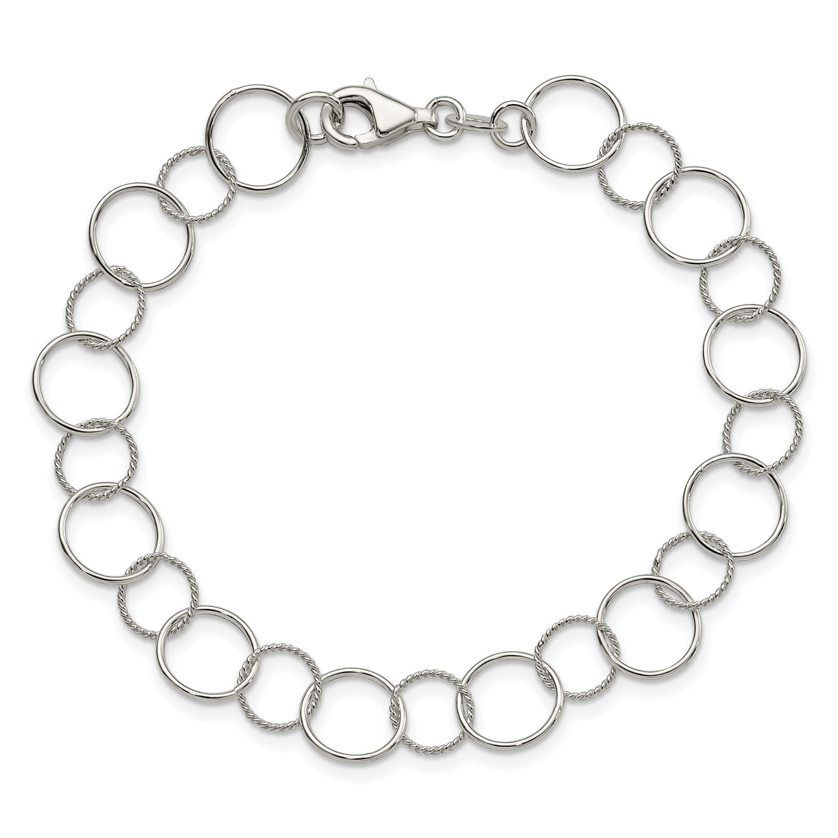 Sterling Silver Polished 11mm Fancy Circles 7.5 inch Bracelet